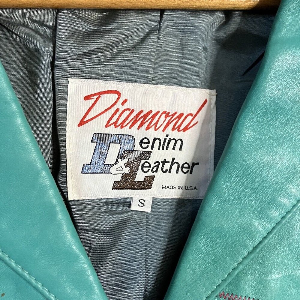 Vintage Diamond Denim & Leather Western Bright Fringe Cowboy Cowgirl Crop Jacket - Picture 4 of 11